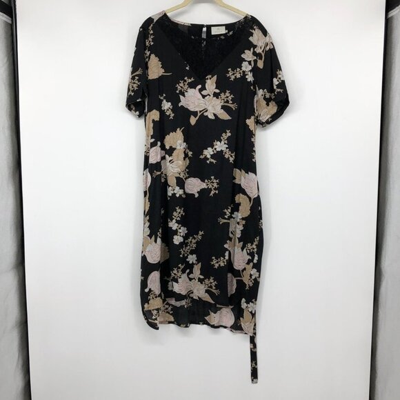 Kaffe  India Kajilli black floral mini dress lace illusion v neck EU 40 - Picture 4 of 16